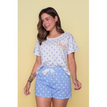 Imagem de Pijama Feminino Algodão POA Azul Gatinho - Pink Dream, P