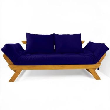 Imagem de Sofá Japão Futon Acquablock Madeira Cor Mel - Azul Royal