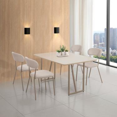 Imagem de Conjunto Sala de Jantar com 4 Cadeiras Betina Champagne / Bege / Off White