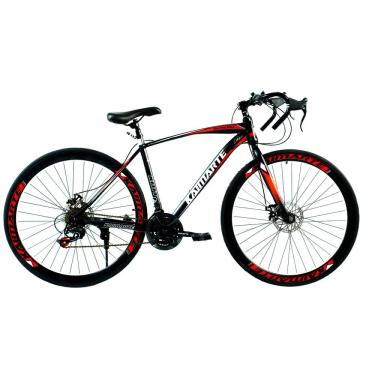 Imagem de Bicicleta Speed Sprint Aro 700 Bike 21 Vel Marchas Freio a Disco Quadro Aço Carbono Leve Resistente Cor Preto/Vermelho - WCT FITNESS