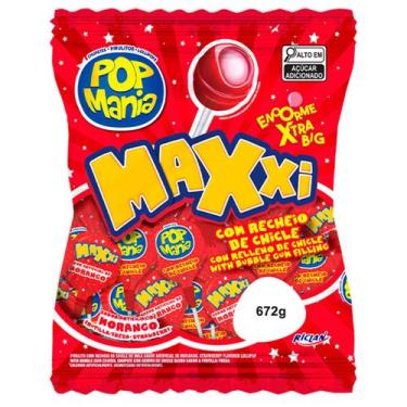 Imagem de Pirulito Pop Mania Maxxi Morango c/24 - Riclan