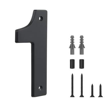 Imagem de HASWARE Sinal de número de casa flutuante para casa - 5 polegadas moderno, numeroso, instalação DIY fácil para poste e rua (preto, 1)