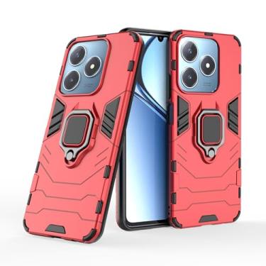 Imagem de Capa Protetora Magnética Anti-quedas para OPPO Realme C63 4G, Realme C61 4G, Realme Narzo N63, Suporte Giratório + Proteção Militar (Vermelho)