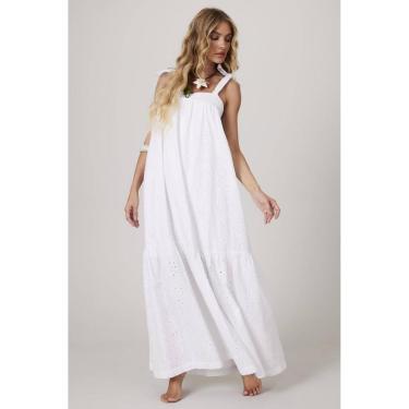 Imagem de Vestido Longo De Alças Broderie Branco Yacamim D28-Feminino