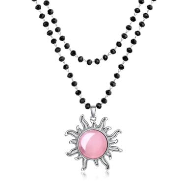 Imagem de XIANNVXI Colar gótico com pingente de sol, gargantilha preta, gótica e emo para mulheres, bijuterias de fantasia de Halloween, joias de Natal para mulheres, Large, Aço inoxidável, Sem Pedra Preciosa