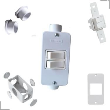 Imagem de KIT Interruptor Duplo Branco + Condulete Sobrepor 4/2pol + Placa + Adaptadores 1/2pol (Branco)