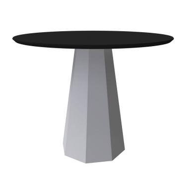 Imagem de Mesa Redonda 4 lugares Com Vidro de 100cm  Sem Cadeiras Chelle Off White - Preto - ÉdeCasaMóveis