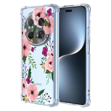 Imagem de RRXSYXL Capa para Honor Magic 7 Pro 5G com estampa floral transparente, capa macia à prova de choque para Honor Magic 7 Pro 5G, flor de cerejeira