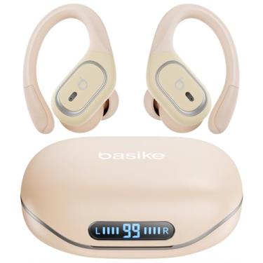 Imagem de Basike Fone de Ouvido Bluetooth Esportivo TWS 6.0, Som Hi-Fi Estéreo, Intra-Auricular, IPX5 à Prova d’Água, 3 Tamanhos de Pontas para Atividades ao Ar Livre – Bege Claro