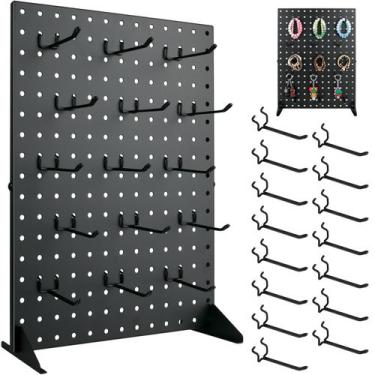 Imagem de Suporte de exibição Pegboard SIBRANT Metal com 15 ganchos 43x33cm