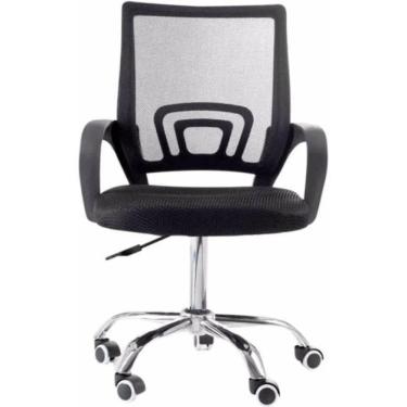 Imagem de Kit 3 Cadeira De Escritório Com Base Cromada Preta