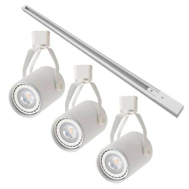 Imagem de Kit Trilho 1 Metro com 3 Spots Nordecor Lille AR70 GU10 Bivolt Branco