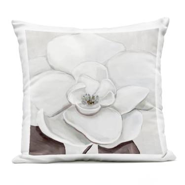 Imagem de Stupell Industries Elegante almofada estampada ao ar livre Magnolia Bloom, 45 x 18 x 45, off-white
