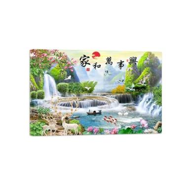 Imagem de Paisagens Pintura em Tela-Animais cachoeiras Montanhas-Arte Parede Natureza-Pôster Decoração Sala de Estar Banheiro 20x30cm Tela Embrulhada