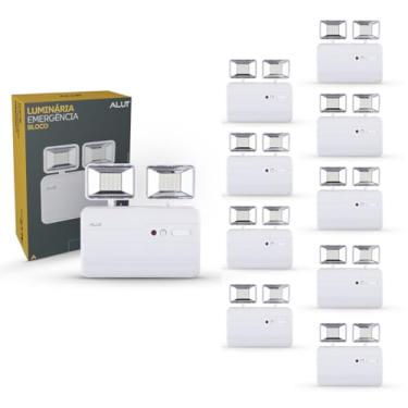 Imagem de Kit 10 Luminarias ALUT LED Emergência Bloco Safelight 5W, 600 Lúmens Autonomia 4h Bivolt, 6000K Branco Frio 2 Farois para Casa, Comércio e Falta de Luz