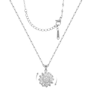 Imagem de KONPJE Colar Fidget de Girassol para Mulheres Colar de Lua Dourado Colar de Coração Giratório Giratório Giratório Girassol Ansiedade Colares Luas Crescentes Joias Acessórios, Medium, Cobre, Sem Pedra