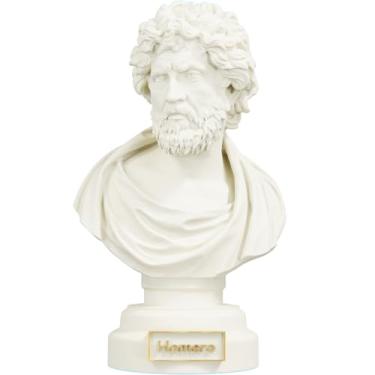 Imagem de Estátua Busto Homero - Poeta Grego (Cor Mármore Dourado)