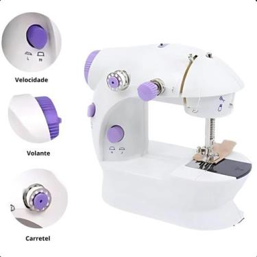 Imagem de Máquina De Costura Mini Portátil Com Pedal Elétrica Premium Para Roupa