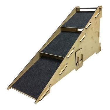 Imagem de Rampa Pet Cachorro Gato 65cm Carpete Antiderrapante(Preto)