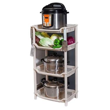 Imagem de Armazenamento de cozinha Carrinho de cozinha plástico multi -camadas de armazenamento independente prateleiras utilitárias para panelas PANS Organizador de grande capacidade para