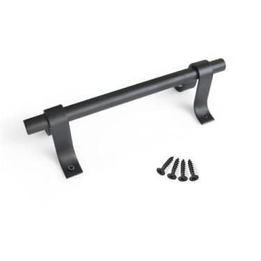 Imagem de Maçaneta de porta de celeiro simples, maçaneta rústica para porta de correr, ferragem, aço carbono preto, puxador de por