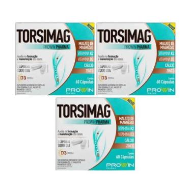 Imagem de Kit 3 Torsimag Suplemento Alimentar Com 60 Cápsulas - Prowin, Sem sabo