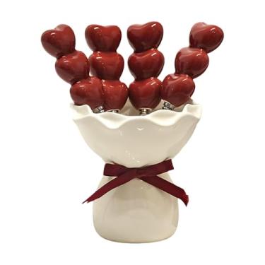 Imagem de Baoblaze Garfo de frutas com suporte, garfos de salada, pote de cerâmica para armazenamento, garfos criativos para doces, e sobremesas para casa, Pote de Creme