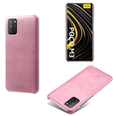 Imagem de Capa para Xiaomi POCO M3,Proteção contra quedas,Casca de volta de cor sólida simples,Design de couro de imitação de plástico-Pink