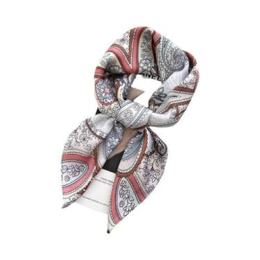 Imagem de Lenço Quadrado Feminino De Cetim Macio 70x70cm, Imitação De Seda, Moda