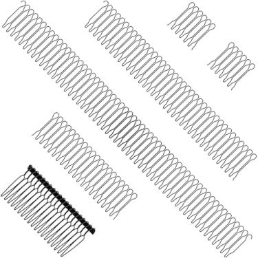 Imagem de Winsyison 5 peças de pente de fixação de acabamento de cabelo, garfo de cabelo invisível em forma de U, 5 tamanhos de suportes de peruca flexíveis para penteados vintage Updo Bun - Preto