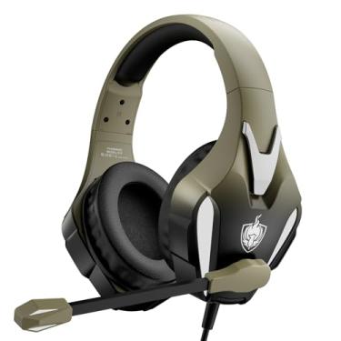 Imagem de PHOINIKAS Fone De Ouvido Gamer Ps4 Para Pc, Ps5 E Xbox Com Som Estéreo 7.1, Comutador Fones Supra-Auriculares, Microfone Cancelamento Ruído Celular, Luz Led (Dourado Brilhante)