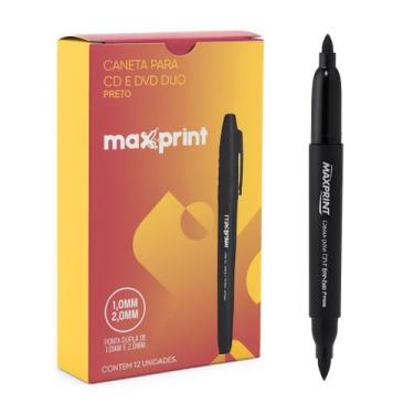 Imagem de Kit 12 Caneta Marcador Maxprint CD/DVD mark+ duo Preto