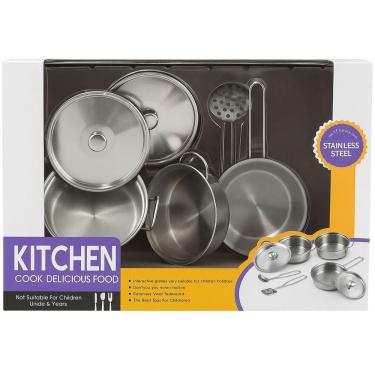 Imagem de Kit de Panelinhas de Brinquedo em Aço Inoxidável – Conjunto Infantil de Cozinha