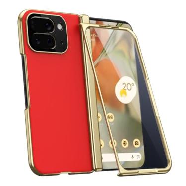 Imagem de HAOMRIYL Capa para Google Pixel 10 Pro Fold, protetor de tela integrado, dobradiça fina à prova de choque para lente de câmera de precisão, revestimento protetor de PC, vermelho, dobra 10 Pro