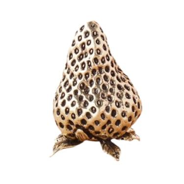 Imagem de Generic Simulação de estátua de morango, artesanato colecionável, pequena figura de morango exclusiva, estatueta de fruta de latão para mesa de quarto de