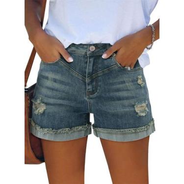 Imagem de Apenas shorts jeans, com corte de cintura alta, azul vintage M - onlyp