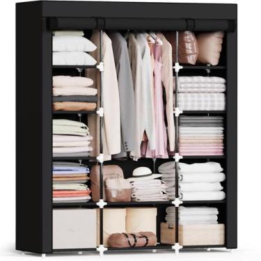 Imagem de Guarda-roupa portátil Mavivegue Closet Organizer com capa preta