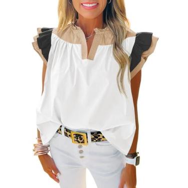 Imagem de Blusa regata feminina Tankaneo com babados, cor de babados, com decote