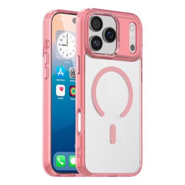Imagem de FWYANZH Capa transparente para iPhone 17 Pro Max/17 Pro/17 Air/17, carregamento sem fio magnético, proteção fina contra quedas, antiamarelamento, rosa, 17 Air