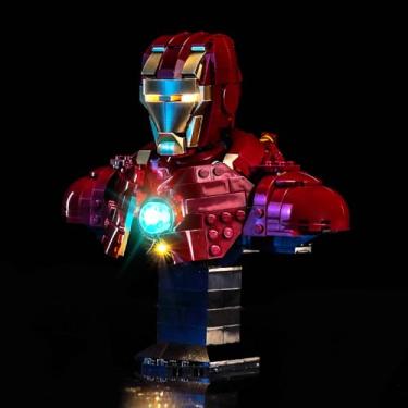 Imagem de LocoLee Kit de luz compatível com Lego 76327 Busto Homem de Ferro MK4 – Sem modelo apenas luz, acessórios de iluminação LED compatíveis com Lego 76327 (versão de controle óptico)