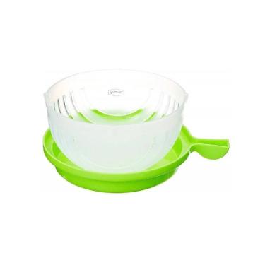 Imagem de Tigela Secador Cortador Salada Frutas Legumes 2 Em 1 Pote Escorredor Bowl Corta Facil