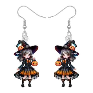 Imagem de LONYOO Brincos de boneca de bruxa assustadora de anime para mulheres, brincos pendentes de acrílico, joias góticas, presentes de bruxa de terror perverso para mulheres, acessórios de fantasia de bruxa