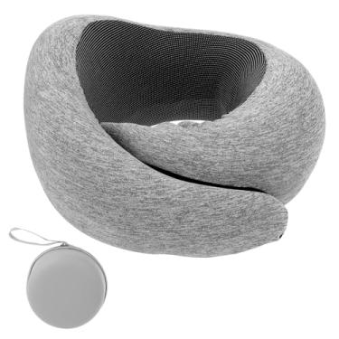 Imagem de Travesseiro de viagem, travesseiro de pescoço de viagem, travesseiro de 360° confortável e respirável, travesseiro de pescoço de espuma viscoelástica de avião, travesseiros de viagem portáteis para