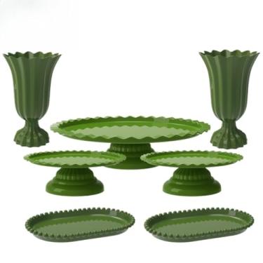 Imagem de Kit Completo de Festa com 1 Boleira, 2 Vasos, 2 Mini Boleiras e 2 bandejas de pérola(VDO - VERDE OLIVA)