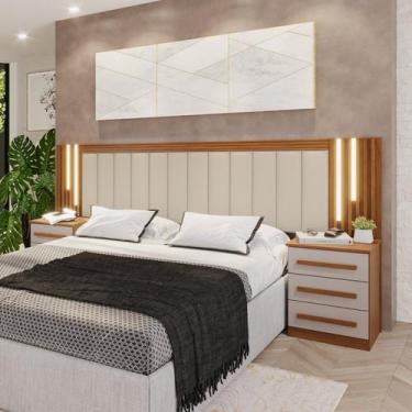 Imagem de Cabeceira Casal Extensível Estofada com Led Luminous Yescasa