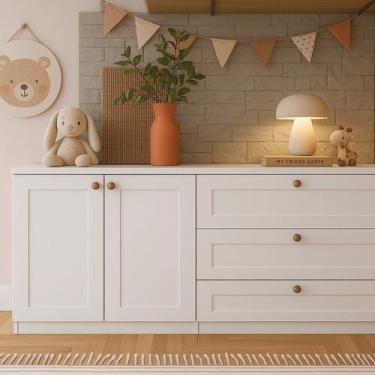 Imagem de Quarto Infantil com Cômodas 3 Gavetas e Armário 2 Portas Provençais 10