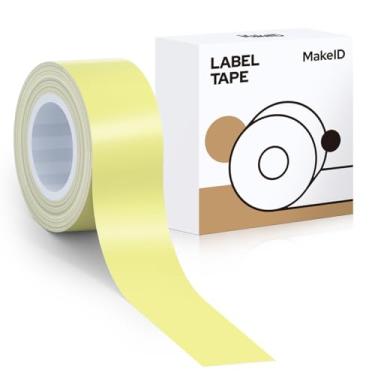 Imagem de MakeID Refil de fita adesiva E1 Q1, 16 mm x 4 m (1,6 cm x 13') adesivo contínuo laminado térmico à prova d'água autoadesivo multiuso substituição de fita de etiquetagem