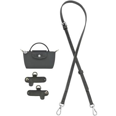 Imagem de Umiup Bolsa tiracolo de substituição de alça de couro de vaca para bolsa Longchamp com alça mini bolsa ajustável kit de conversão para bolsa longa Le Pliage L: 1 cm C: 95-120 cm (GraphiteGrayB)