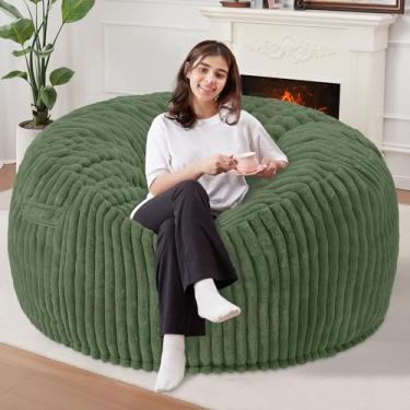 Imagem de Homguava Cadeira de pufe de 1,5 m, saco de feijão grande de 1,8 m, cadeiras gigantes para adultos com enchimento de espuma de memória, confortáveis e grandes, pufes macios com capa de pelúcia com fio