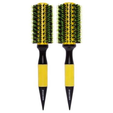 Imagem de Kit 2 Escova Térmica Em Cerâmica Marco Boni Cabelo Salão Profissional Com Cerdas Duplas De Javali G GG